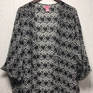Aztec tribal print sheet kimono coverup